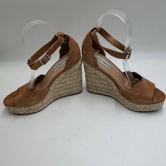 Steve Madden  Susana Camel Suede Espadrille Wedges Size 8 - Picture 4 of 11